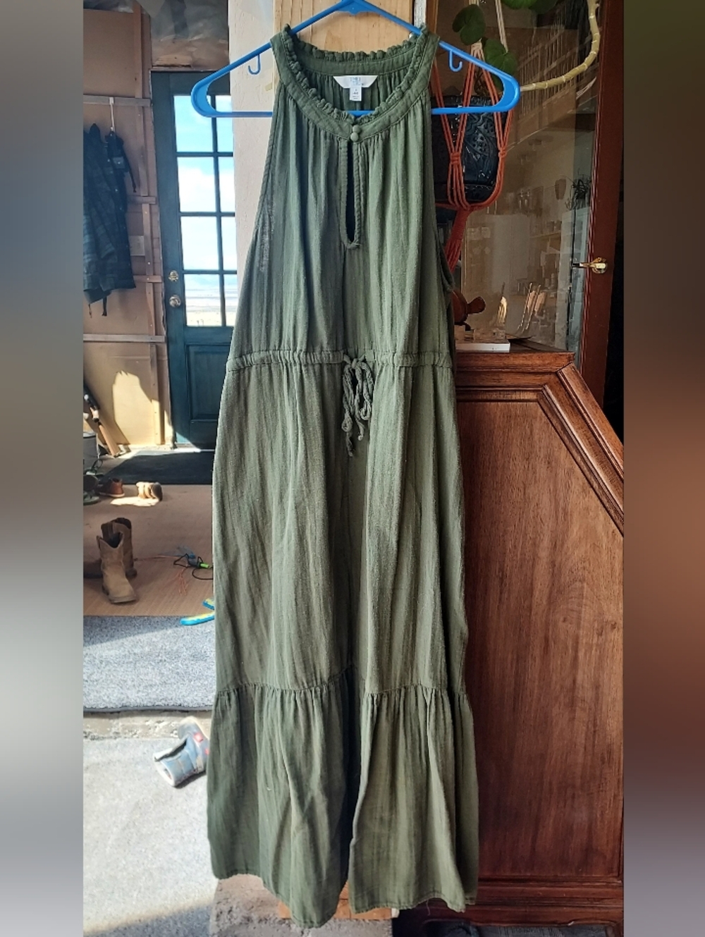 Time and Tru Olive Green Tiered Maxi Dress